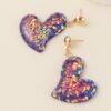 Wholesale Valentine's Day Resin Colorful Heart Earrings