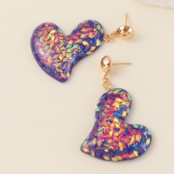 Wholesale Valentine's Day Resin Colorful Heart Earrings