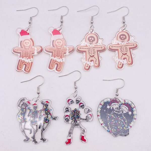 Wholesale Horror Christmas Gingerbread Man Skull Acrylic Earrings