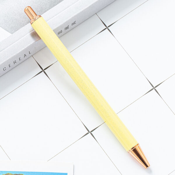 Wholesale Creative Glitter Printable Logo Metal Push Ballpoint Pen