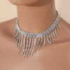 Wholesale Luxury Full Diamond Tassels Long Collarbone Rhinestones Necklace