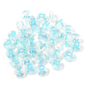 White bottom plus light blue words mixed / (100 pcs/pack) diameter is about 7mm, thickness is about 4mm, hole diameter is about 1.5mm, 100pcs per pack