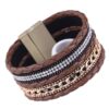 Wholesale Diamond Studded Leather Magnet Alloy Bracelet