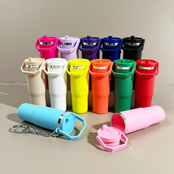 Wholesale Luminous Glow in The Dark Mini Cup Keychain Pendant Can Hold Lipstick Backpack Hanging Can Put Mini Wraps On