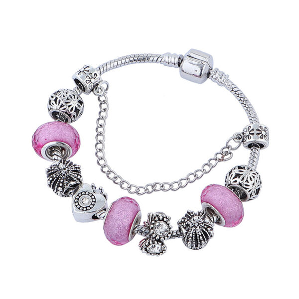 Wholesale Beaded Crystal Vintage Hollow Crown Heart Bracelet