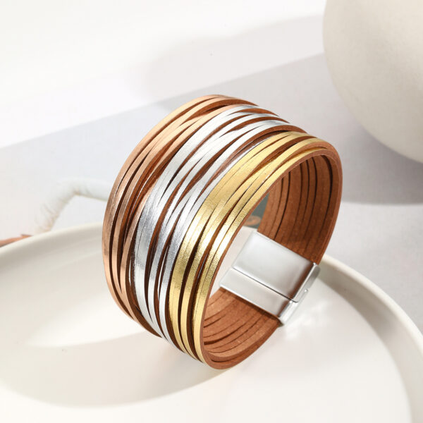 Wholesale Multi Gradient Mixed Color Leather Magnetic Buckle Bracelet