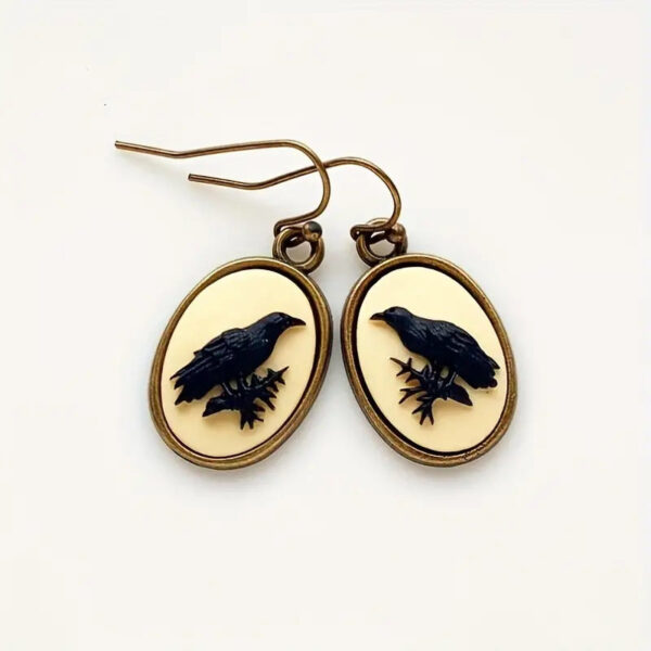 Wholesale Vintage Oval Diy Cub Crow Earrings