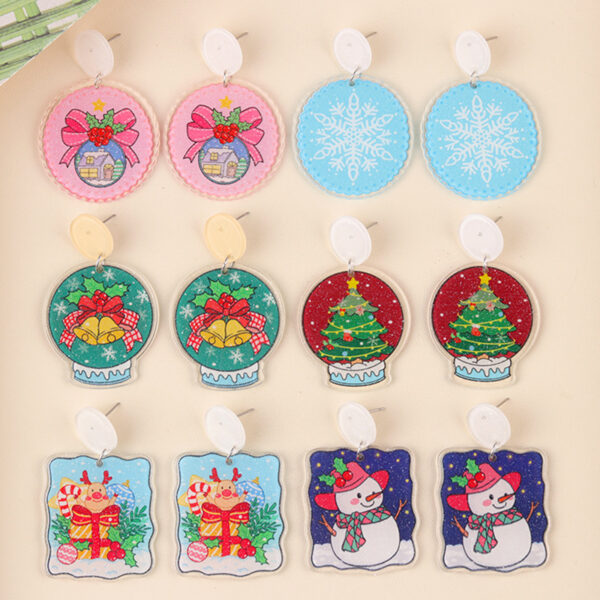 O1CN01kDjQ8r1T3MDmdraHU_2677772326-0-cib Wholesale Round Christmas Acrylic Earrings
