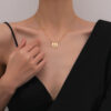 Wholesale of New Minimalist Fan Shaped Light Gold Collarbone Titanium Steel Necklace