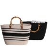 Wholesale Bamboo-like French Retro Straw Bag Portable Striped Large-capacity Cotton Woven Bag