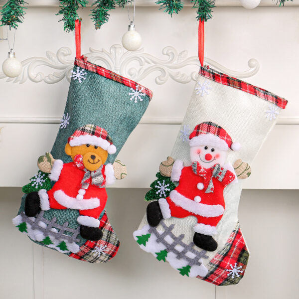 Wholesale Large Size Christmas Stockings Fence Hangings Burlap Gift Bags Christmas Tree Decorations