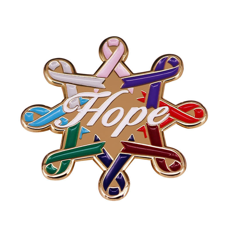 Wholesale Ribbon Faith Love Health Colorful Ribbon Combination Badge Brooch