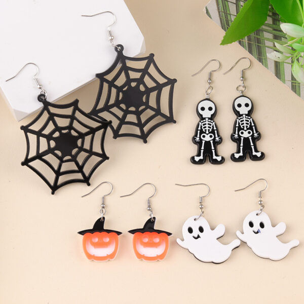 O1CN01kS935S1T3ME7gmkeU_2677772326-0-cib Wholesale Halloween Horror Spider Ghost Acrylic Earrings