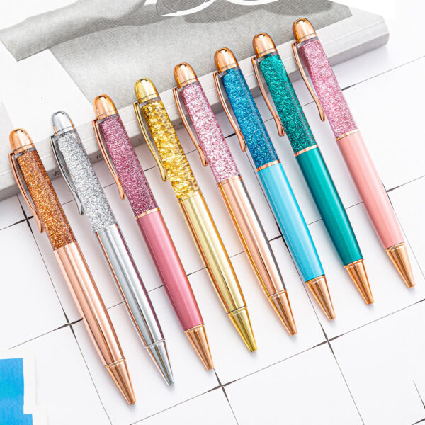 Whoelsale Pens Gold Powder Flowing Sands Fashion Oil Pen Gift Office Tools Teacher Gift