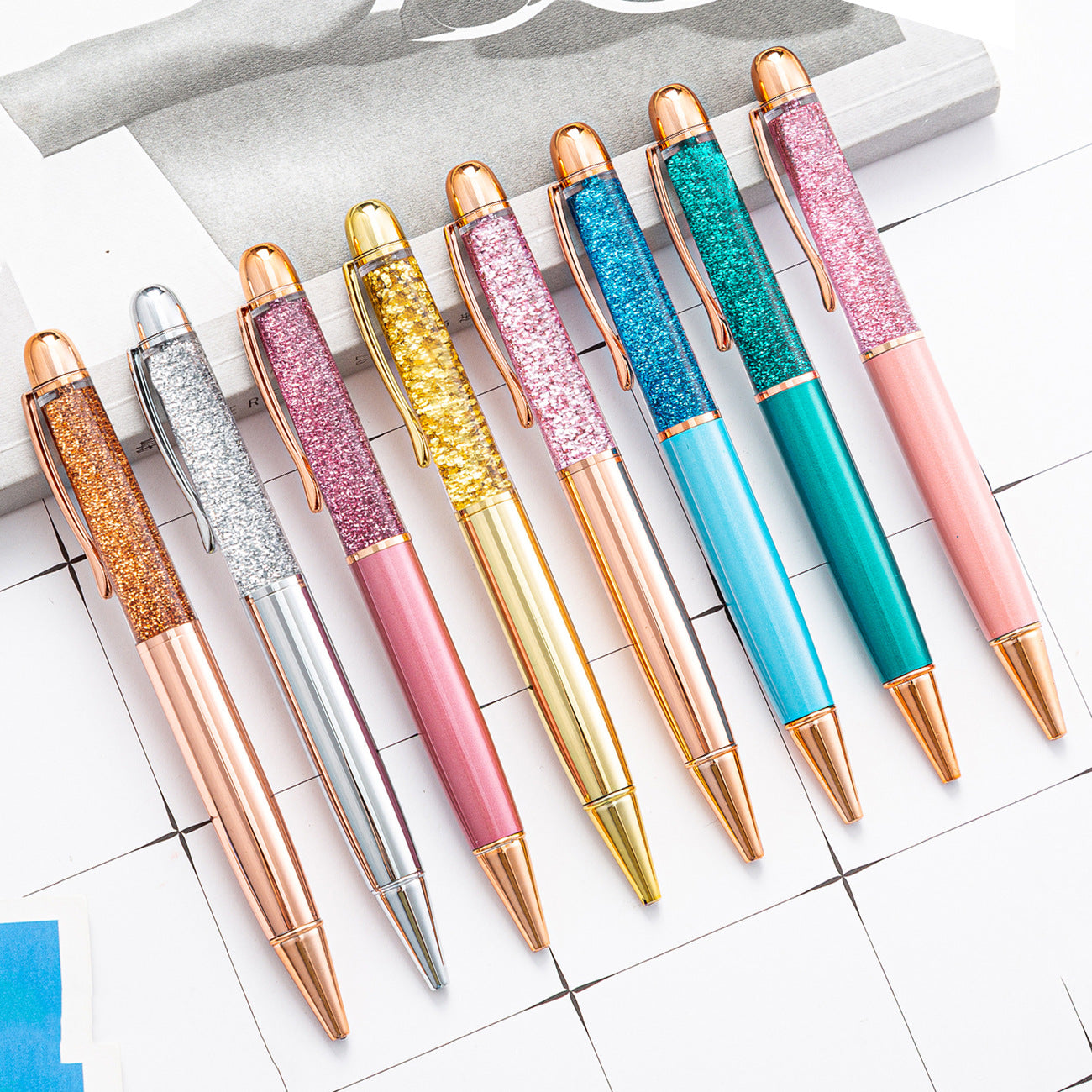Wholesale Whole Pens Gold wder Flowing Sands Fashion Oil Pen Gift Oice Tools Teacher Gift