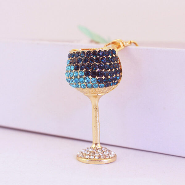 Wholesale Zinc Alloy Diamond Crystal Wine Glass Key Chain