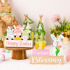 Wholesale of Easter Bunny Floral Wooden Decorations