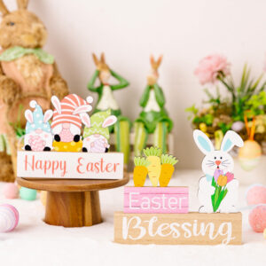 Wholesale of Easter Bunny Floral Wooden Decorations