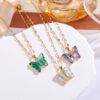 Wholesale Micropaved Zirconia Gradient Colorful Butterfly Necklace