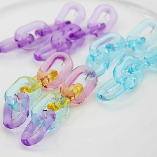 Wholesale Colorful Transparent Jelly Chain Acrylic Earrings