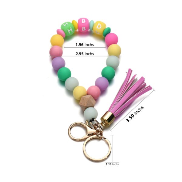 Wholesale Luminous Color Silicone Beaded Tassel Wrist Keychain