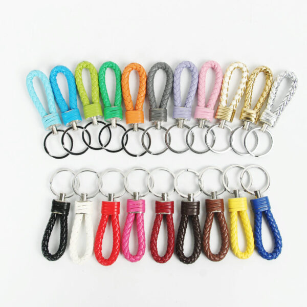 Wholesale Braided Color Leather Rope Keychain