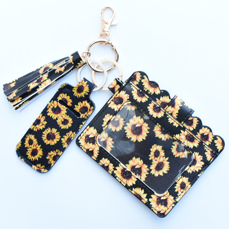 Wholesale Leopard Print Suower Lipstick Case Card Holder Keychain