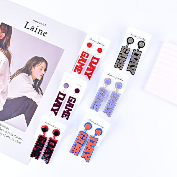 Wholesale Rugby English Letter Game Day Acrylic Earrings