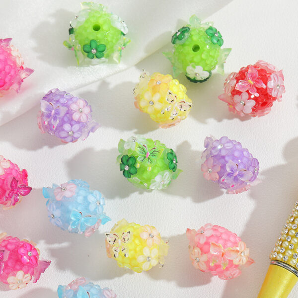 Wholesale Full Diamond Cherry Blossom Butterfly Straight Hole Beads