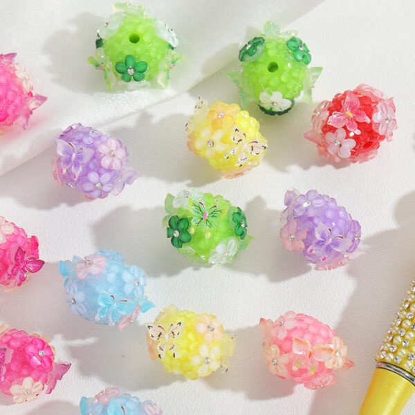 Wholesale Full Diamond Cherry Blossom Butterfly Straight Hole Beads