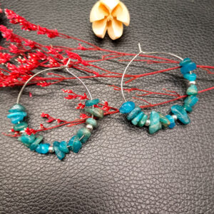 Blue Lin gray silver earrings + silver beads