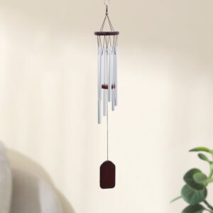 Small size wind chimes -- red wood silver six tubes