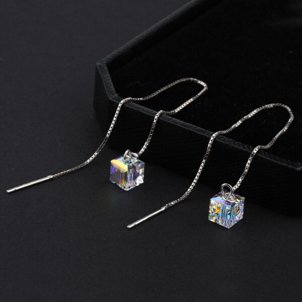 O1CN01kc7LLO2EpFMFrjLwu_2865688793-0-cib Wholesale S925 Silver Pin Aurora Sugar Cube Crystal Tassel Earrings