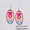 Wholesale Valentine's Day Wooden Earrings Pink Cat Claw LOVE Love Earrings