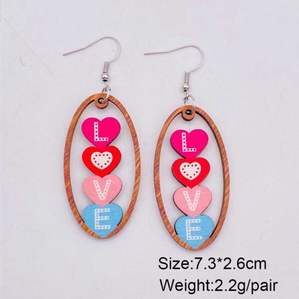Wholesale Valentine's Day Wooden Earrings Pink Cat Claw LOVE Love Earrings