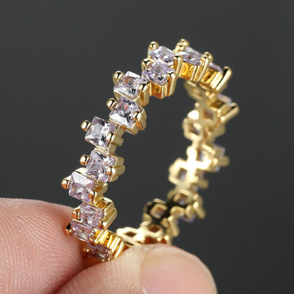 Wholesale Real Gold Plated Square Diamond Copper Rings