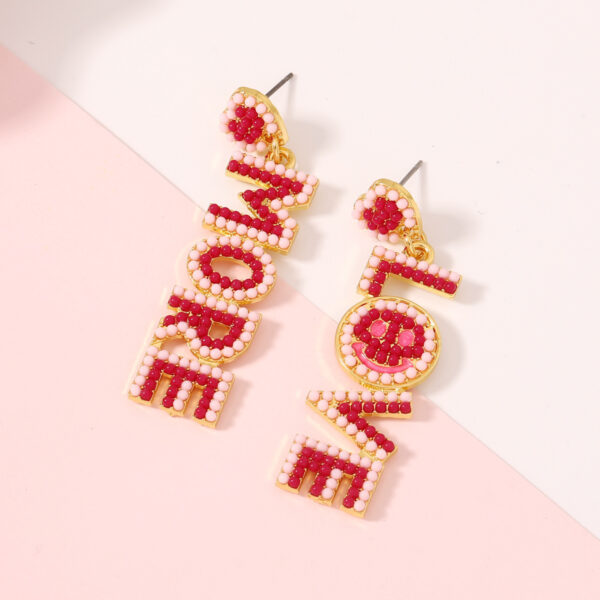 Wholesale Valentine's Day LOVE Rice Bead Earrings