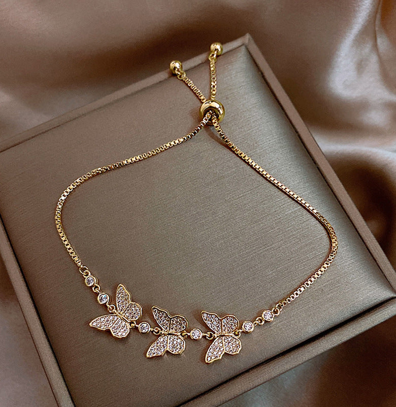 Wholesale Butterfly Micropaved Zircon Alloy Bracelet