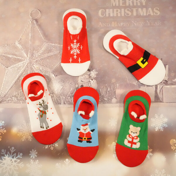 Wholesale Autumn and Winter New Christmas Christmas Stockings Cartoon Version Anti-slip Cute Red Socks
