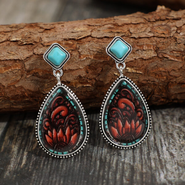 O1CN01kgoUcB1qyMbap5qdx_2206372095564-0-cib Wholesale Droplet Sunflower Turquoise Bohemian Vintage Earrings