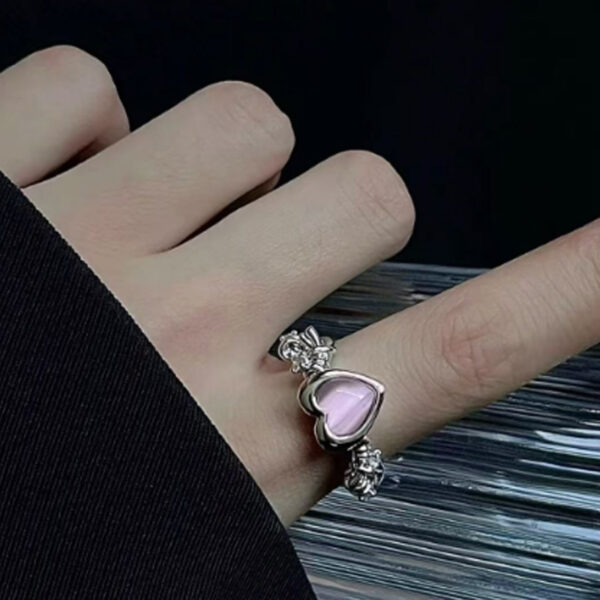 O1CN01kgr37l1Zh6LghvxIn_2681293225-0-cib Wholesale Valentine's Day Alloy Pink Love Thorn Imitation Cat Eye Zircon Ring