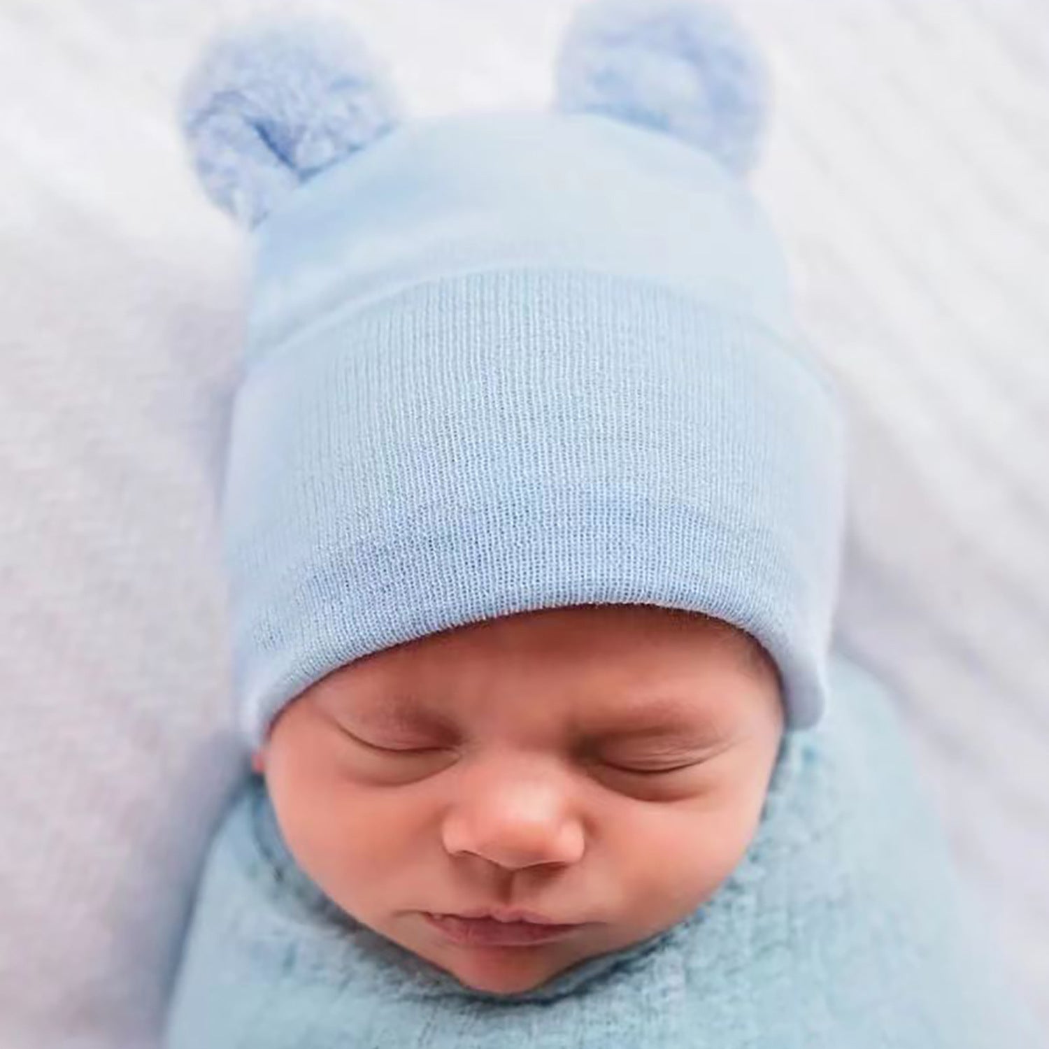 Wholesale Autumn and Winter Double-layer Thick Warm Baby Knitted Double Wool Ball Pullover Hat