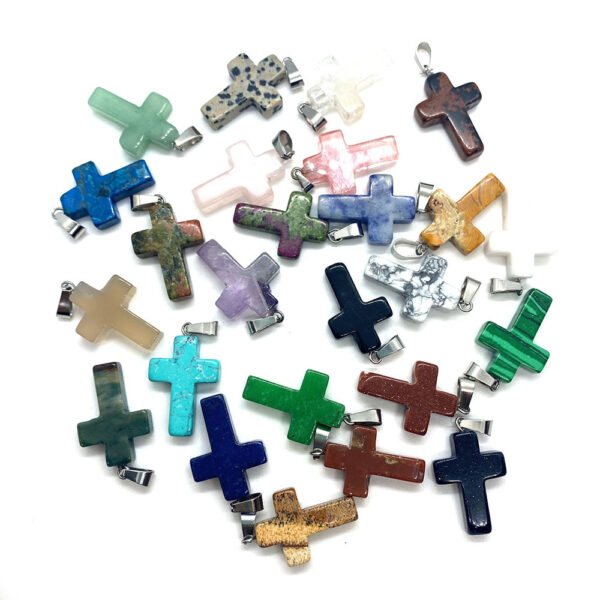 Wholesale of Natural Stone Cross Keychain Bulk DIY Accessories