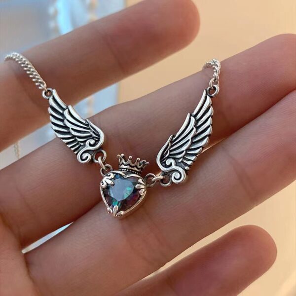 Wholesale Alloy Heart Crown Wings Necklace