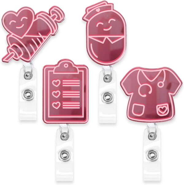 Wholesale PVC Gradient Color Medical Acrylic Badge Scroll Extendable Keychain