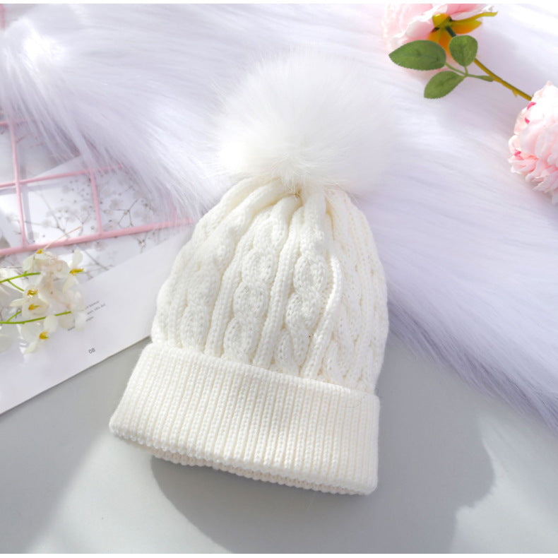 Wholesale Chilen's Hats Autumn and Winter Knitted Wool Ball Beanie
