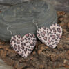 Wholesale Valentine's Day Leopard Heart Leather Earrings