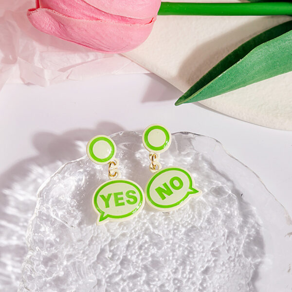 O1CN01kmyfGV1onFcWSD0Cp_2059265269-0-cib Wholesale Silver Needle Simple Dialogue YES NO Earrings