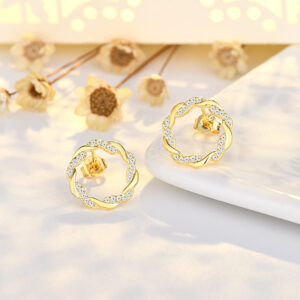 Zircon interwoven earrings (14K gold plated for color retention)