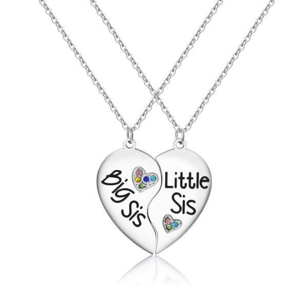 Wholesale Stainless Steel Lettering Heart Necklaces 2-Pack